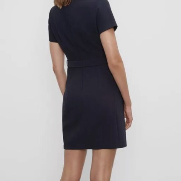 Club Monaco Belted Tailored Pocket Dress Navy Blue Size XS NEW - Picture 2 of 4
